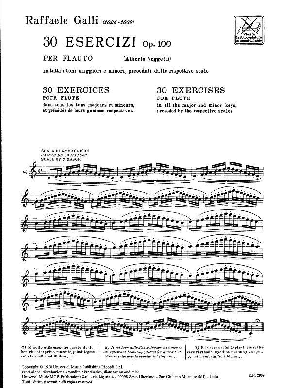 30 Esercizi Op. 100 - Preceduti Dalle Rispettive Scale - cvičení pro příčnou flétnu